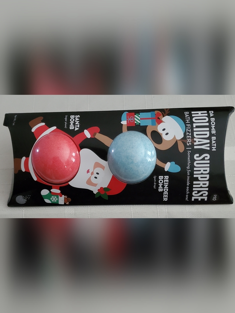 Holiday Surprise Bath Fizzers - Red & Light Blue Holiday Bath Bomb Duo